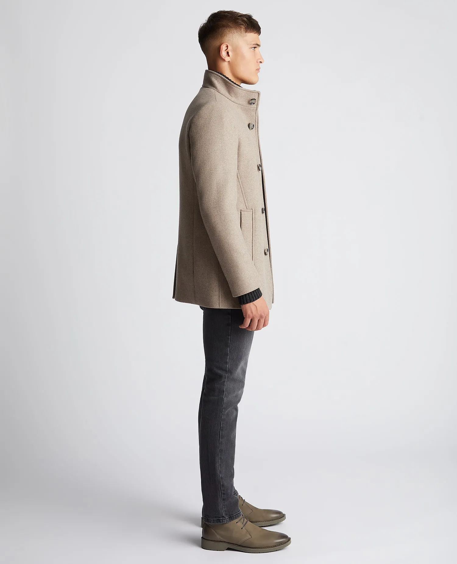 Remus Uomo Jonah Tapered Fit Tailored Coat - Taupe