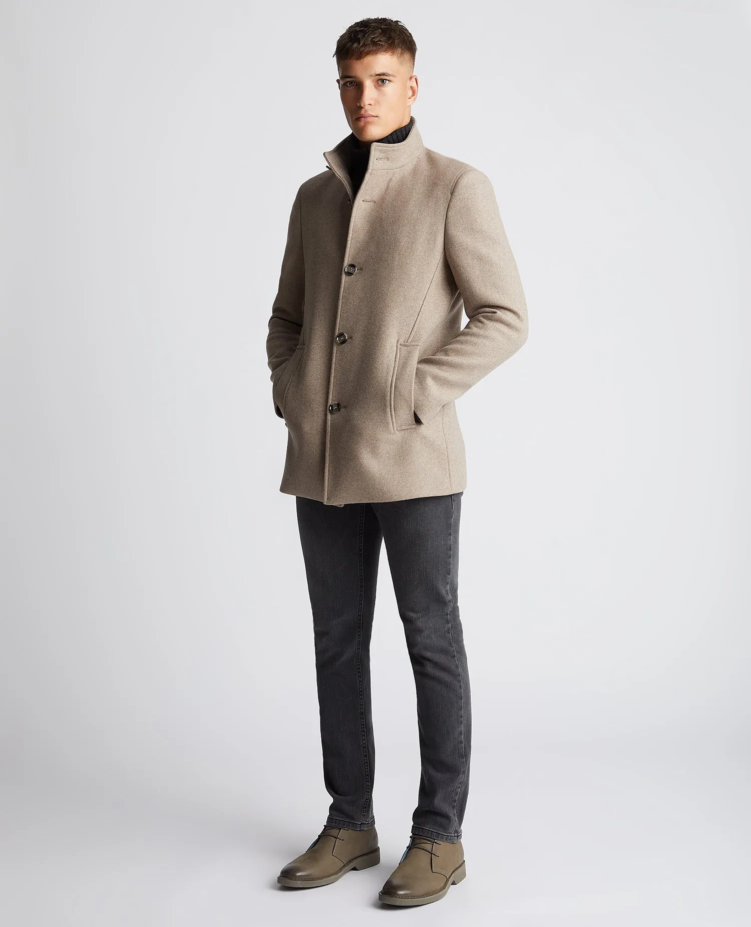 Remus Uomo Jonah Tapered Fit Tailored Coat - Taupe