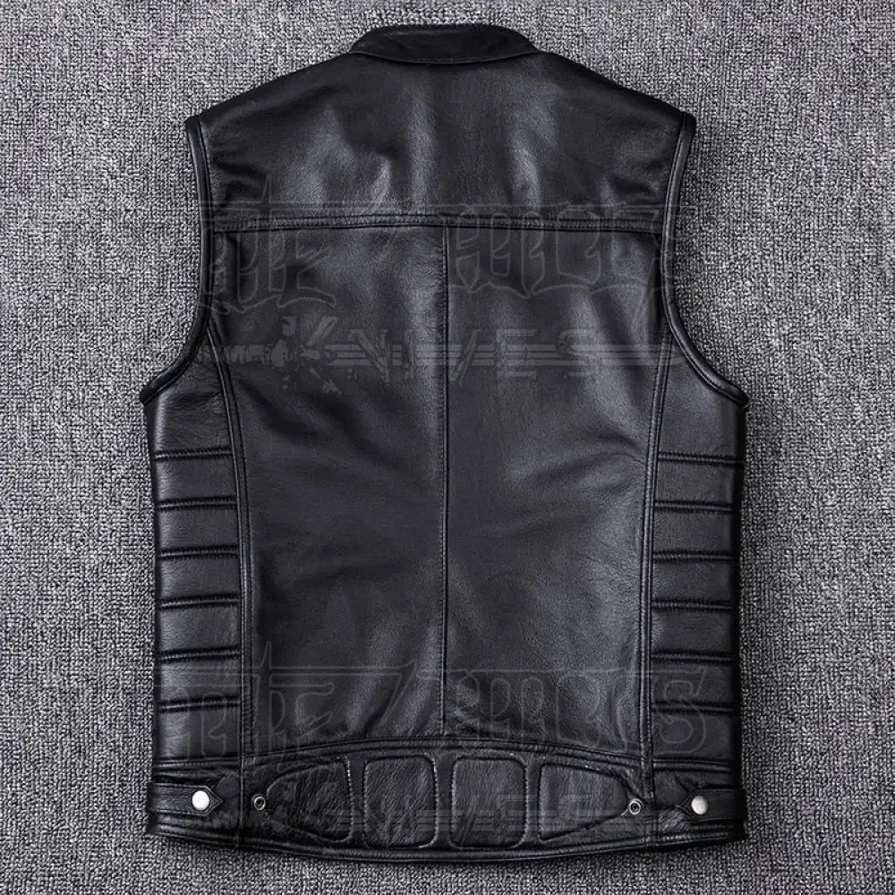 Rivet Genuine Cowhide Leather Vest Men's Motorcycle Biker Vests