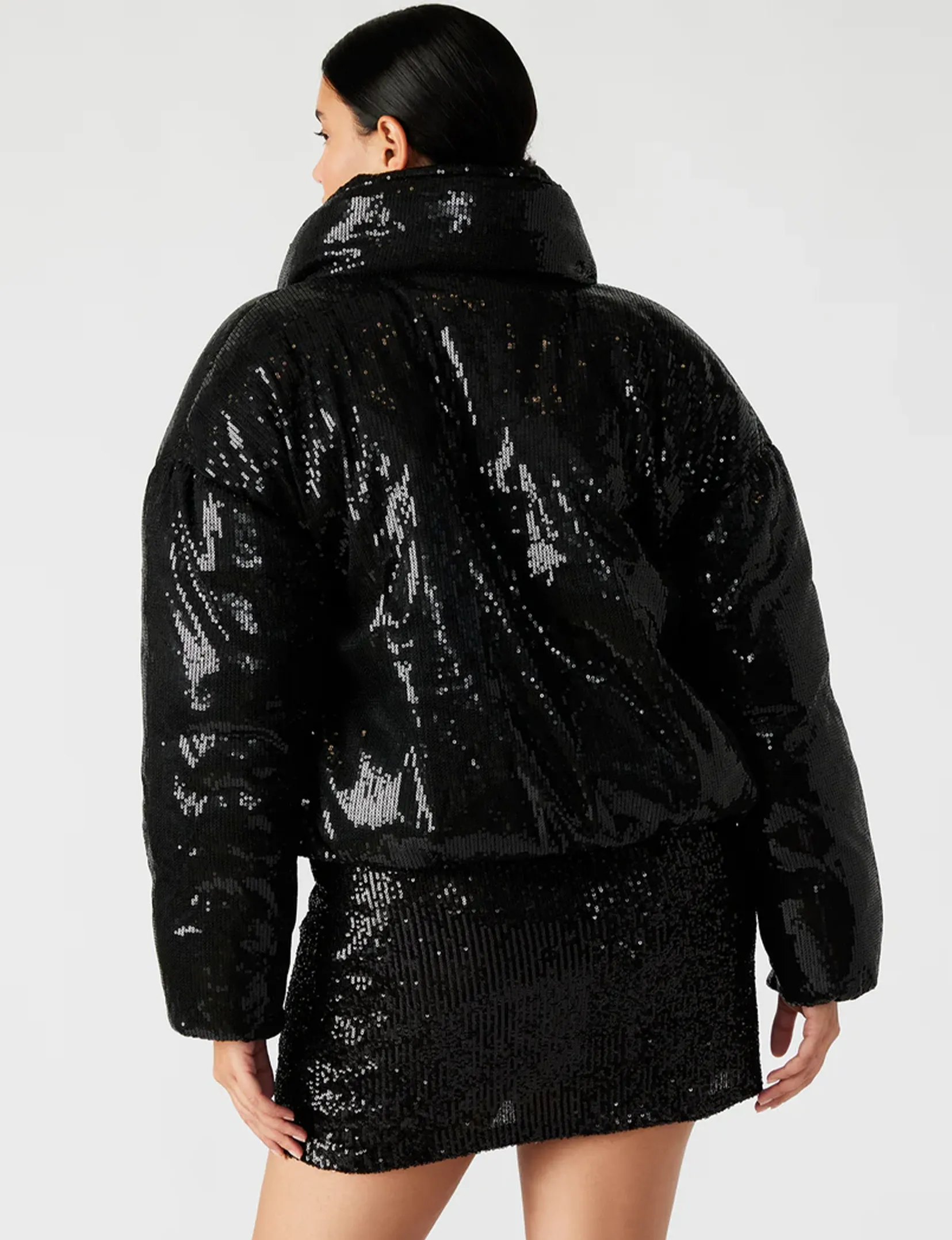 Stratton Sequin Puffer Jacket, Black