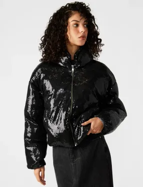 Stratton Sequin Puffer Jacket, Black