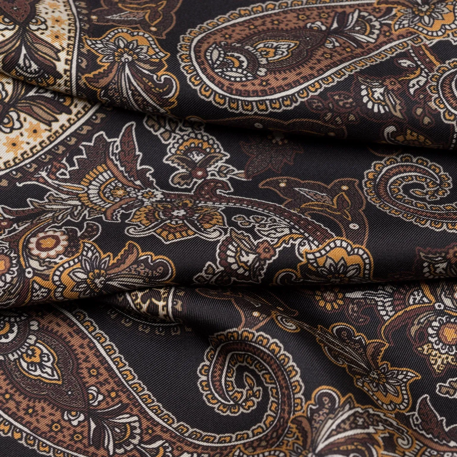 Venezia - Wool Backed Silk Scarf - Black & Brown