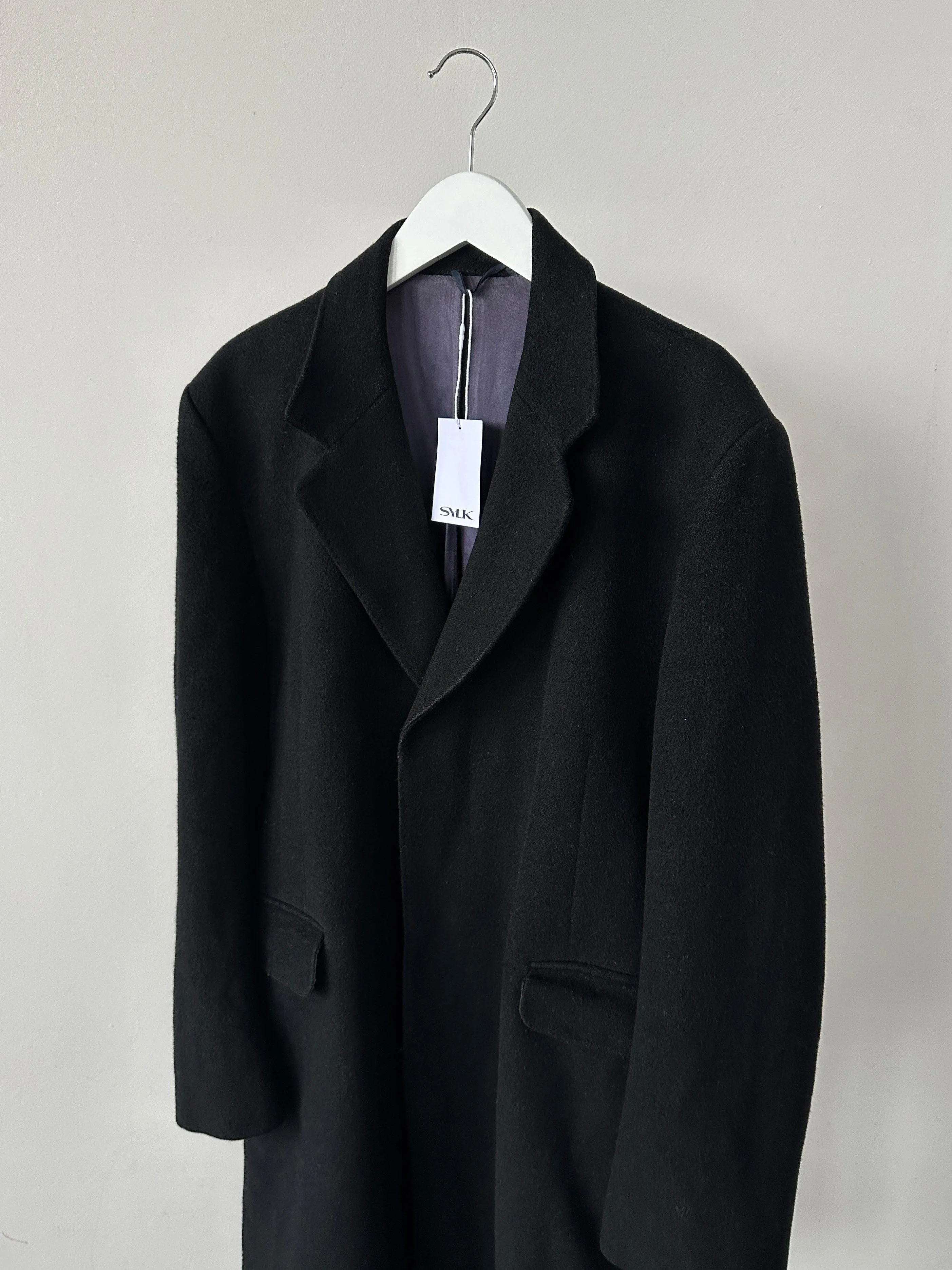 Vintage Pure Cashmere Concealed Placket Single Breasted Coat - L