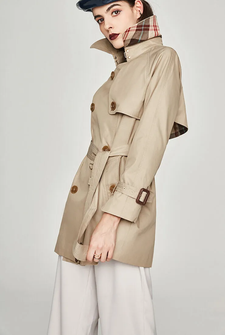 Waterproof Belted Short Trench Coat