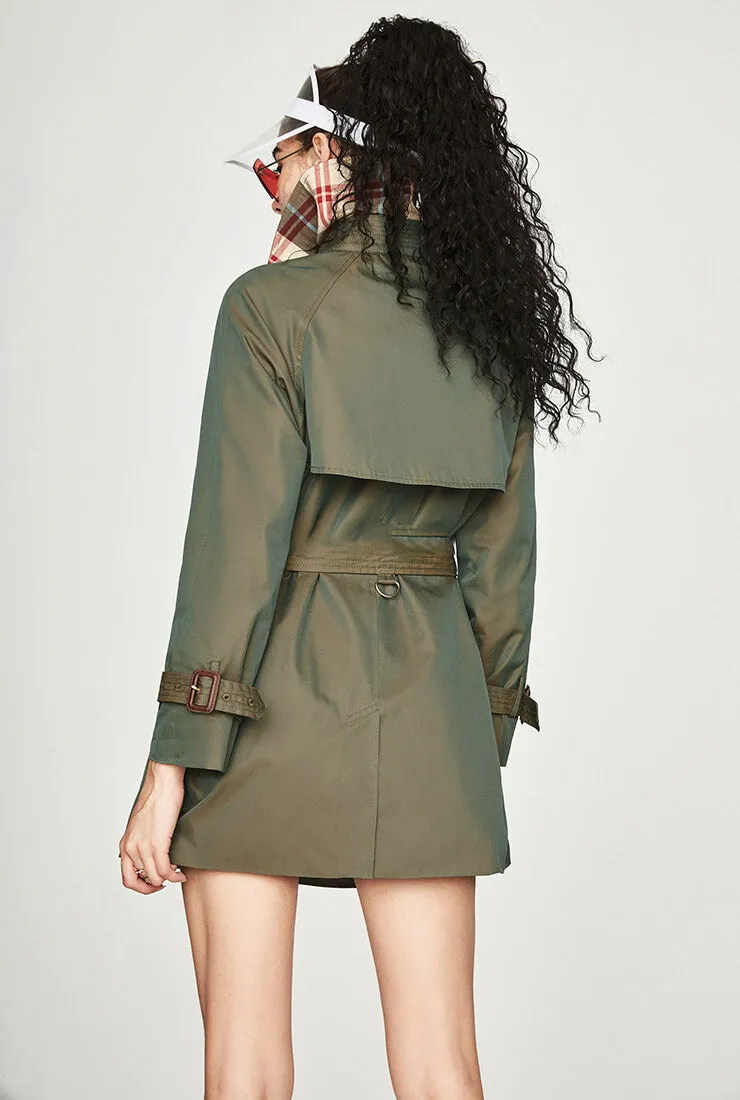 Waterproof Belted Short Trench Coat