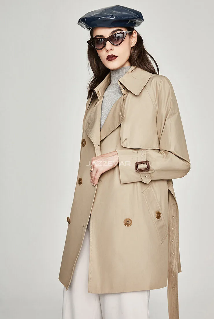 Waterproof Belted Short Trench Coat