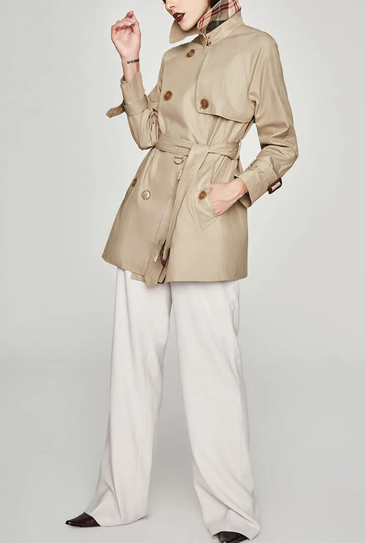 Waterproof Belted Short Trench Coat