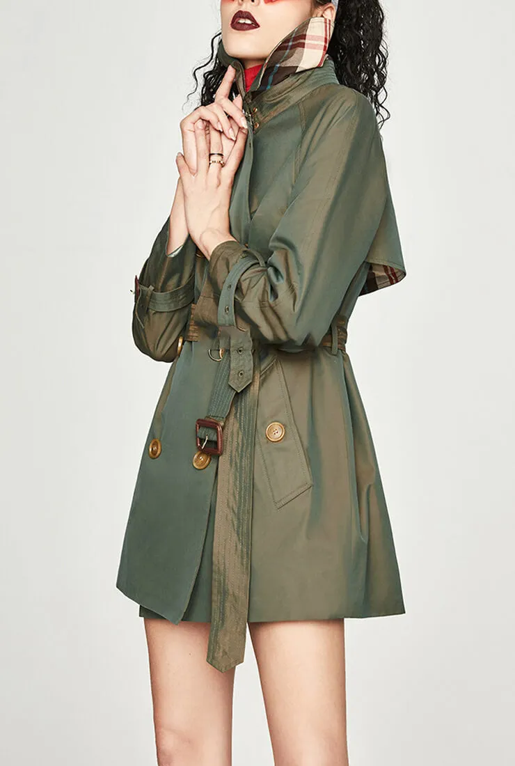 Waterproof Belted Short Trench Coat