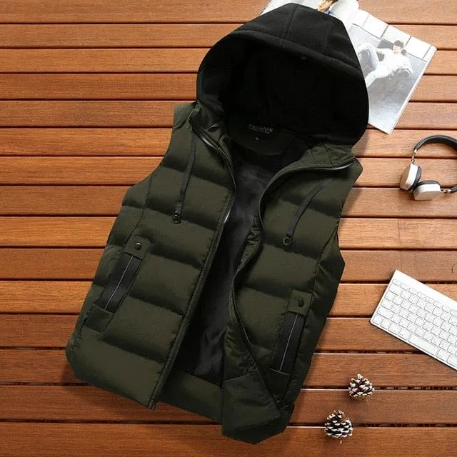 Waterproof Warm Sleeveless Fashion Hooded Casual Winter Vest