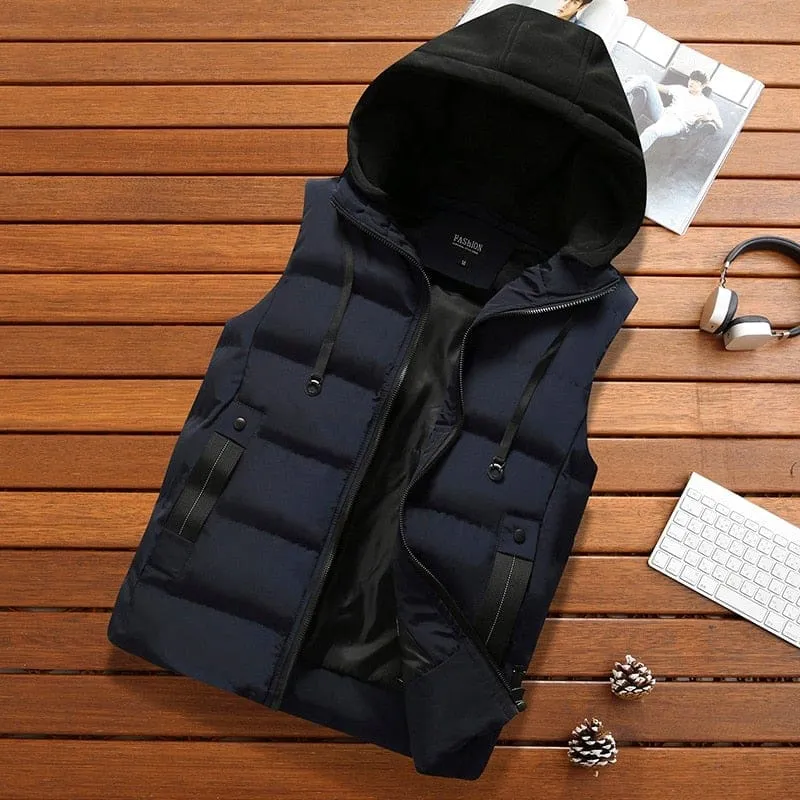 Waterproof Warm Sleeveless Fashion Hooded Casual Winter Vest