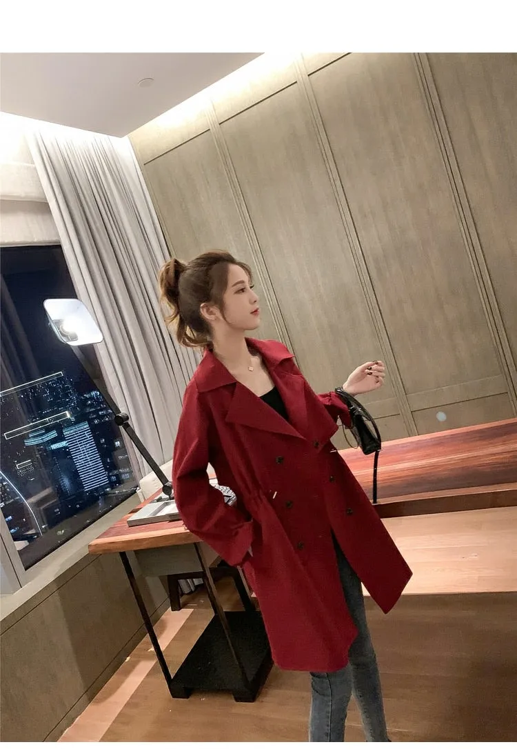 Wjczt Women Windbreaker Spring Autumn Classic Trench Coat Casual Thin Female Overcoat Long Coat Female Slim Outwear Coats