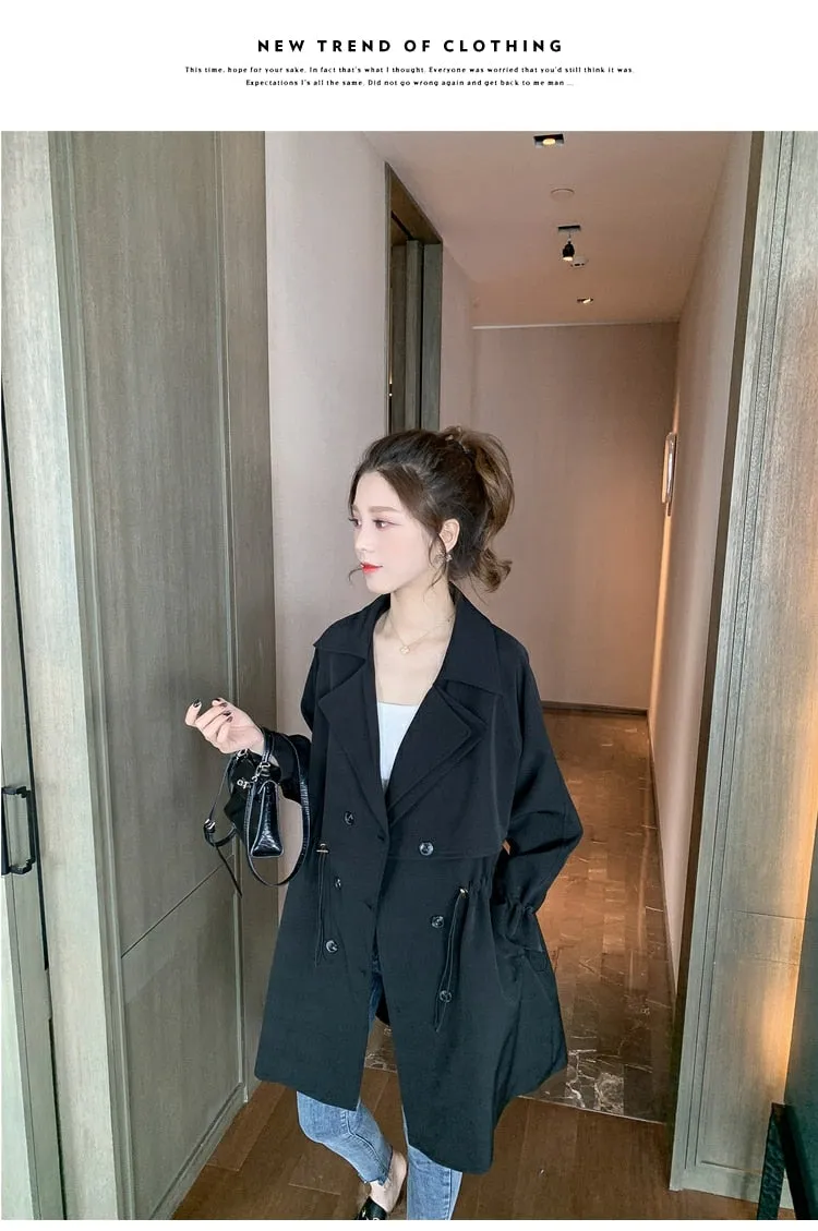 Wjczt Women Windbreaker Spring Autumn Classic Trench Coat Casual Thin Female Overcoat Long Coat Female Slim Outwear Coats