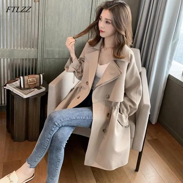 Wjczt Women Windbreaker Spring Autumn Classic Trench Coat Casual Thin Female Overcoat Long Coat Female Slim Outwear Coats