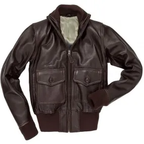 Women's Vintage Brown Leather Bomber Jacket